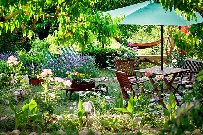 A country house garden stands out with its lush planting