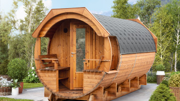 planeo sauna barrel Premium Svenja 2 thermowood mounted