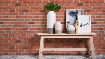Il Decoro A.S. Création Wallpaper Stone Wall Grey Red 816