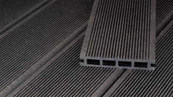 planeo ECO-Line WPC decking board hollow chamber dark grey - smooth/grooved