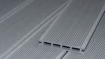 planeo ECO-Line WPC decking board hollow chamber light grey - smooth/grooved