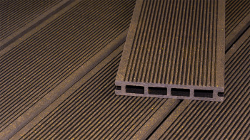 planeo ECO-Line WPC decking board hollow chamber dark brown - smooth/grooved